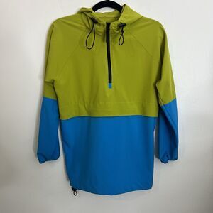 Albion Blue Windbreaker with Hood and Half-Zip (J)